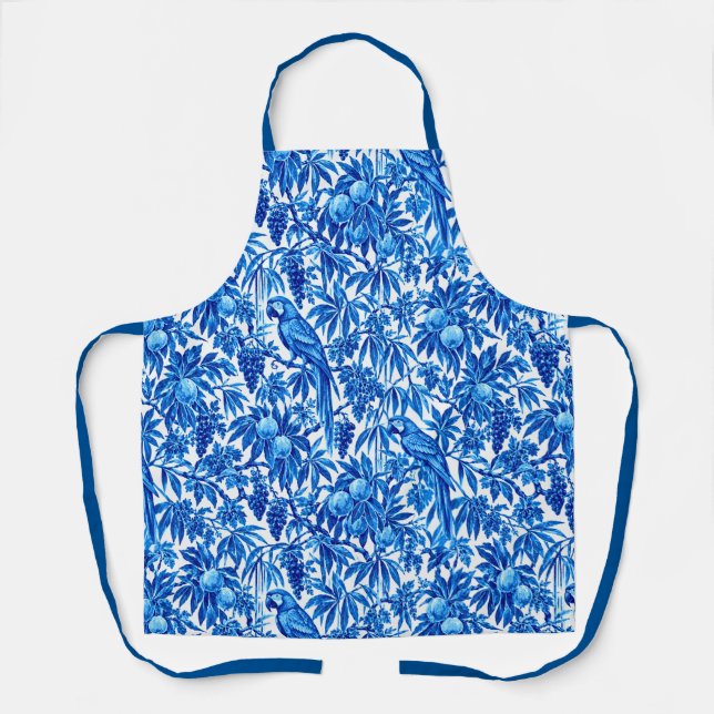 Tablier Perroquets bleus dans un jardin tropical (Recto)
