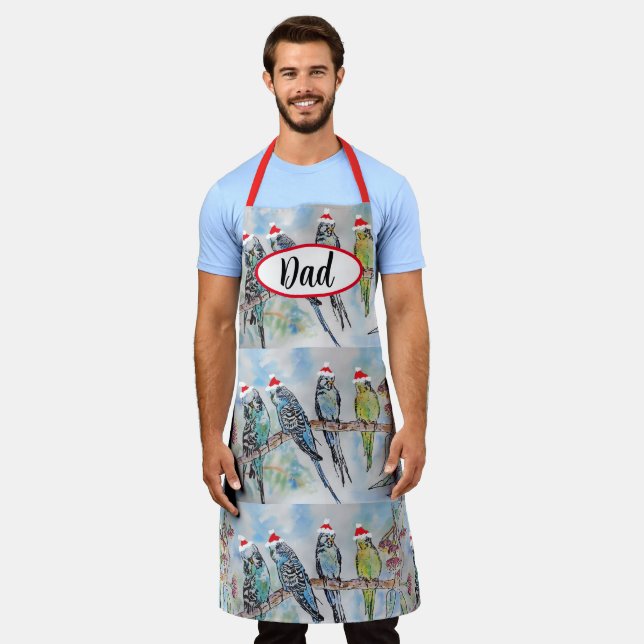 Tablier perruche perruches oiseau oiseaux papa Noël cuisin (Porté)