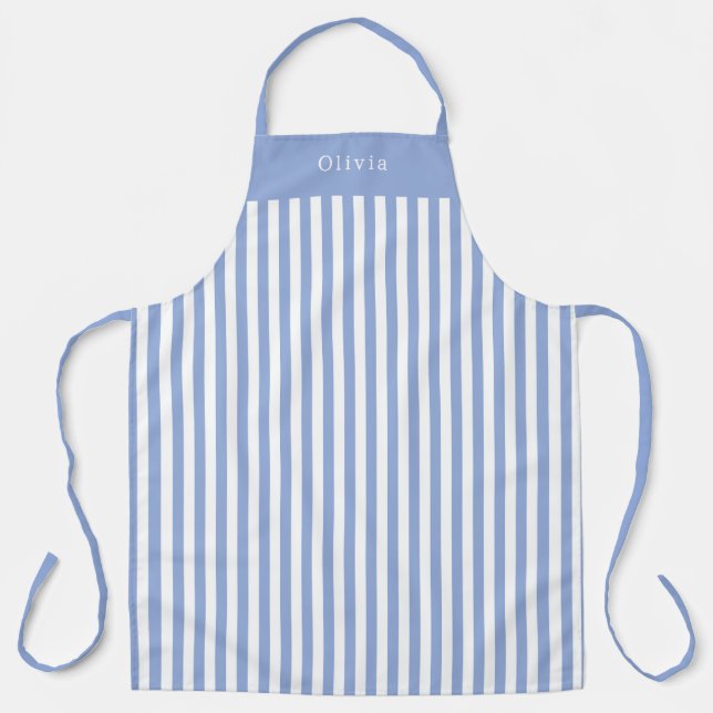 Tablier Personalised Blue Stripe Pattern Apron (Recto)