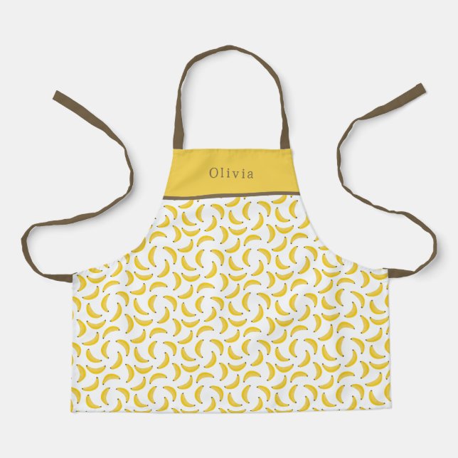 Tablier Personalised Yellow Banana Pattern Apron. (Recto)
