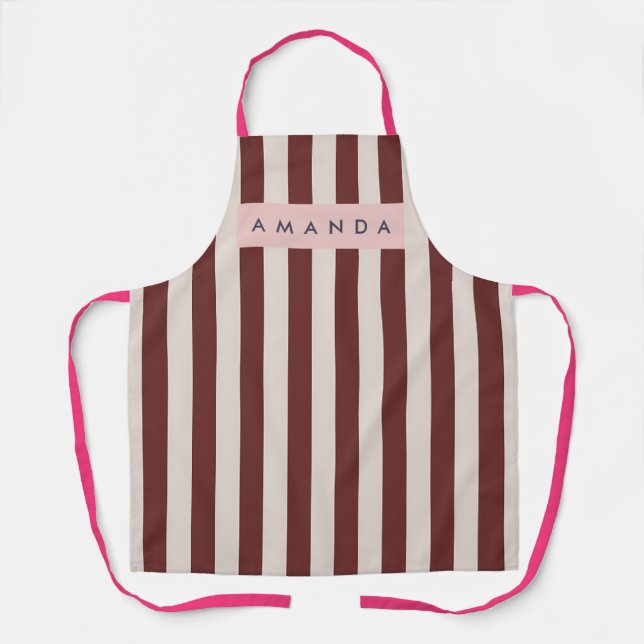 Tablier Personalized Burgundy & Ivory Stripe (Recto)