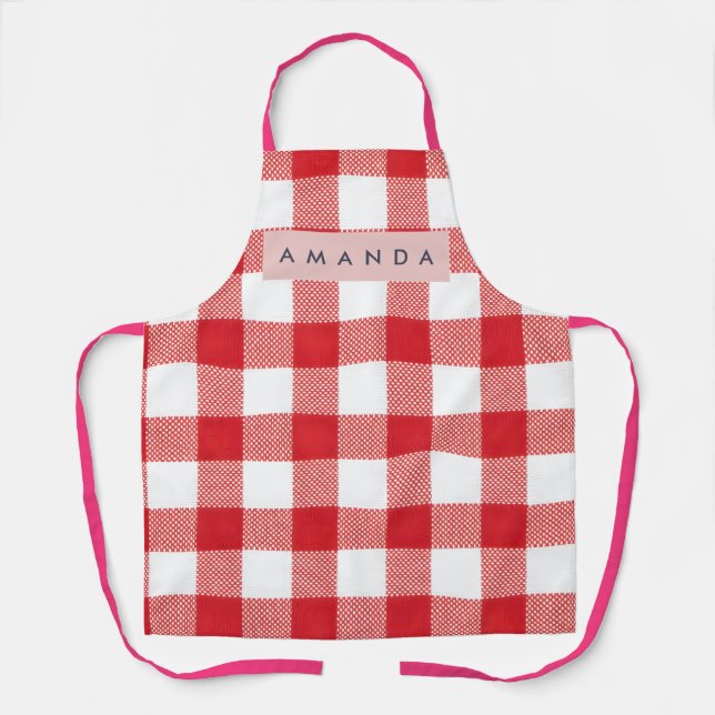 Tablier Personalized Classic Red Gingham Plaid (Recto)
