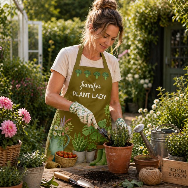 Tablier Personalized cute Plant Lady garden (Personalized cute Plant Lady garden Apron. For garden lovers and gardeners.)