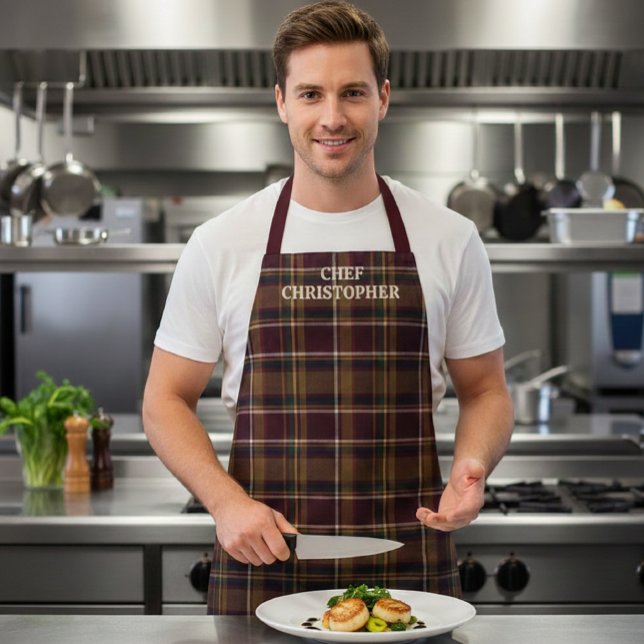 Tablier Personalized Dark Plaid Chef Apron (Créateur téléchargé)