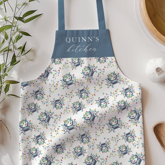 Tablier Personalized Deck the Claws Coastal Crab Christmas (Créateur téléchargé)