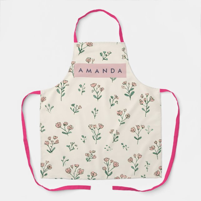 Tablier Personalized Delicate Hand-Drawn Wildflower (Recto)