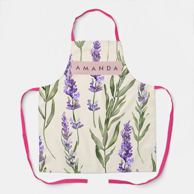 Tablier Personalized Elegant Watercolor Lavender  (Recto)