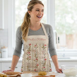 Tablier Personalized Floral Stripes Beige Pink Brown<br><div class="desc">Delight the cook in your house with this personalized apron,  featuring a vintage pattern of rose pink and coffee brown flowers and foliage arranged in vertical stripes. Near the top,  the words "[Your Name's] Kitchen" or other text of your choice appear in editable handwriting script on a beige background.</div>