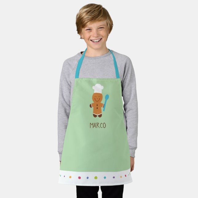 Tablier Personalized Gingerbread Chef Kids Apron (Porté)