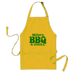 Tablier Personalized name BBQ apron for men   Yellow green