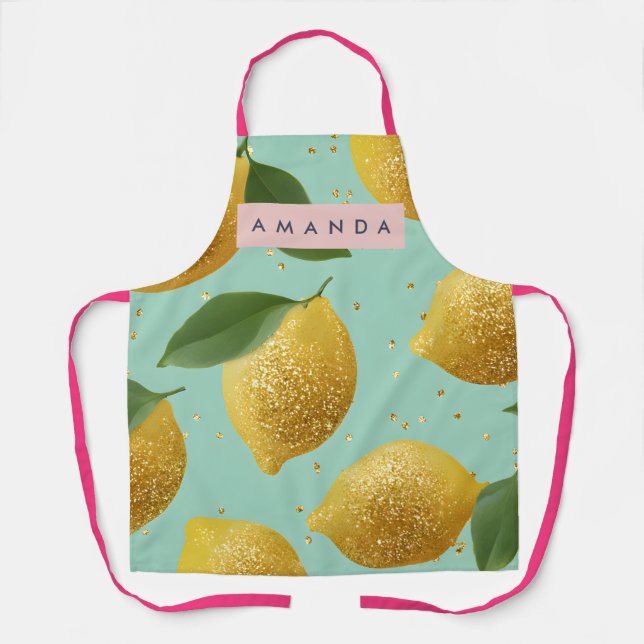 Tablier Personalized Pastel Glitter Lemon Style (Recto)