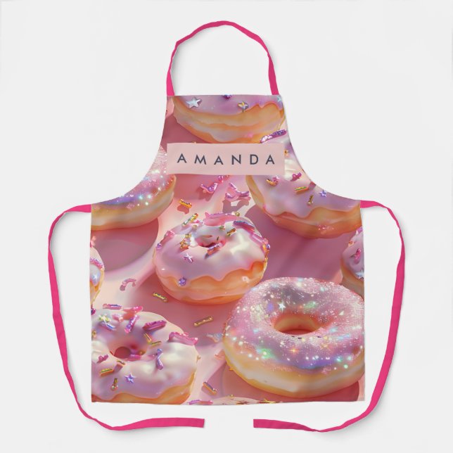 Tablier Personalized Pastel Glittering Pink Donut Dream (Recto)