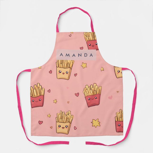 Tablier Personalized Pastel Kawaii French Fries Pattern (Recto)