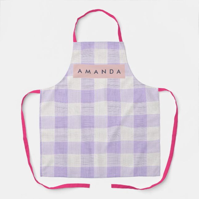 Tablier Personalized Pastel Lavender Gingham Plaid (Recto)