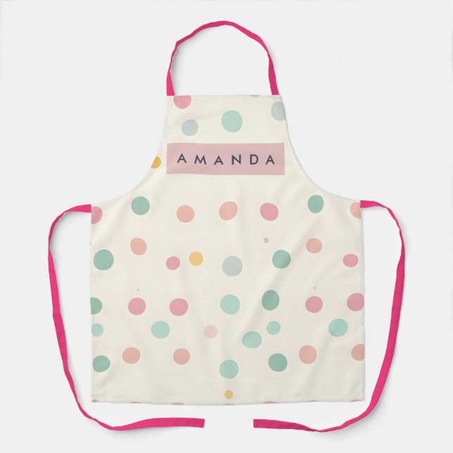 Tablier Personalized Pastel Macaron Polka Dot  (Recto)