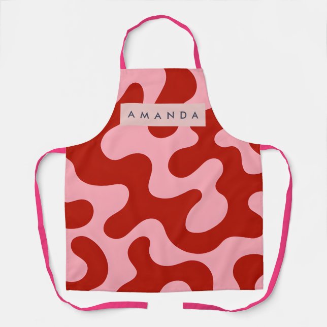 Tablier Personalized Playful Pink and Red Abstract Camo (Recto)