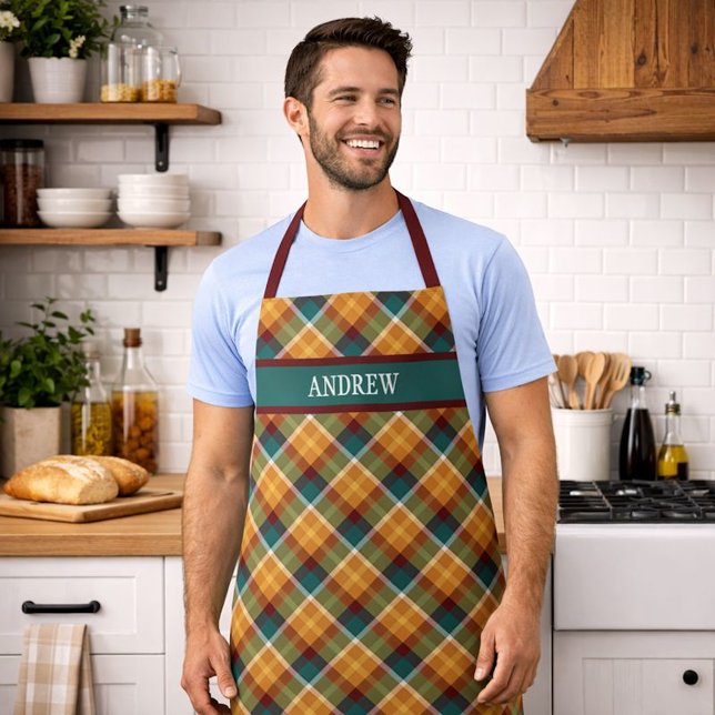 Tablier Personalized Rustic Plaid Tartan Grilling Cooking (Créateur téléchargé)