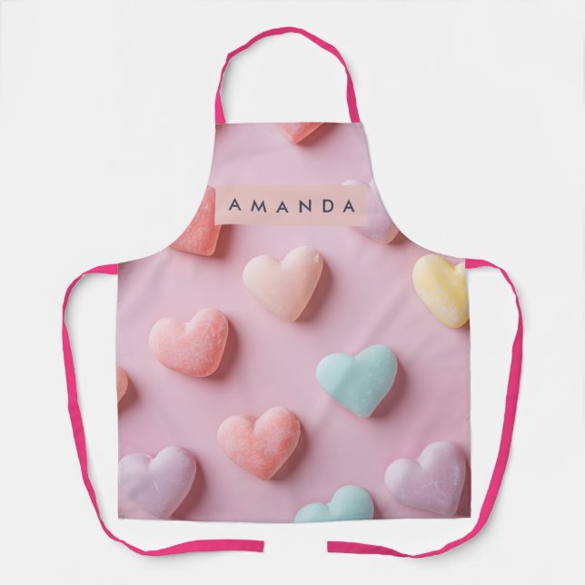Tablier Personalized Soft Pastel Candy Heart (Recto)
