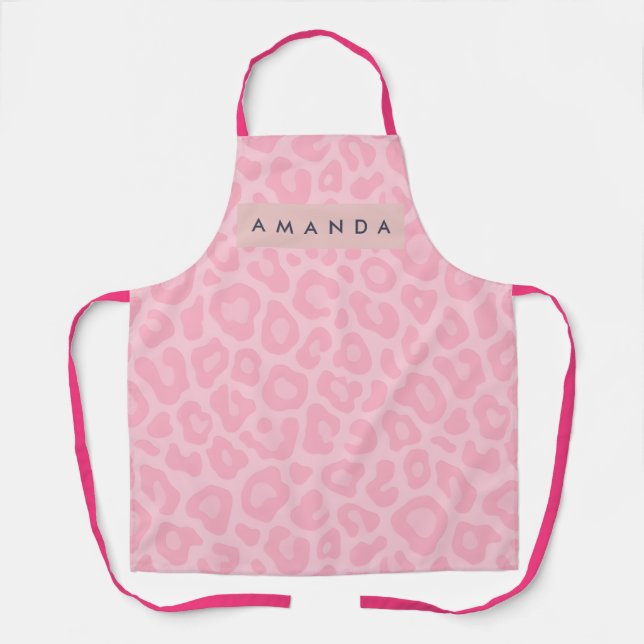 Tablier Personalized Soft Pink Leopard Print (Recto)