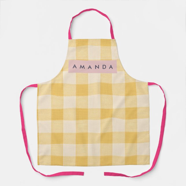 Tablier Personalized Sunny Yellow Gingham Plaid  (Recto)