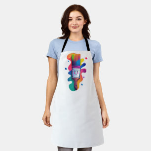 Tablier Personnage de pinceau mignon avec éclaboussures de