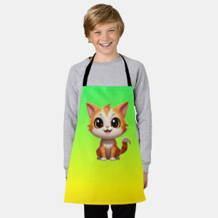 Tablier Personnage de style cartoon de chat orange mignon-