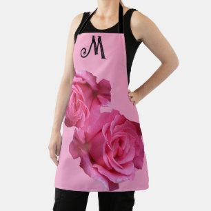 Tablier Personnalisable M monogramme joli rose rose floral