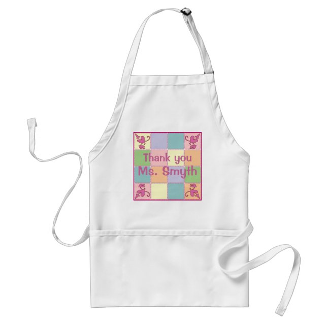 Tablier personnalisable rose de patchwork (Devant)