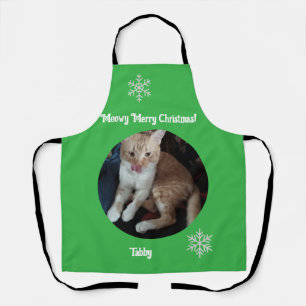 Tablier Personnalisation de photo de Noël Meow Merry