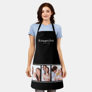 Tablier Personnalisé 3 sections Famille Photo Collage Blac