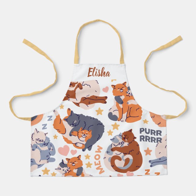 Tablier personnalisé avec design de chats heureux (Recto)