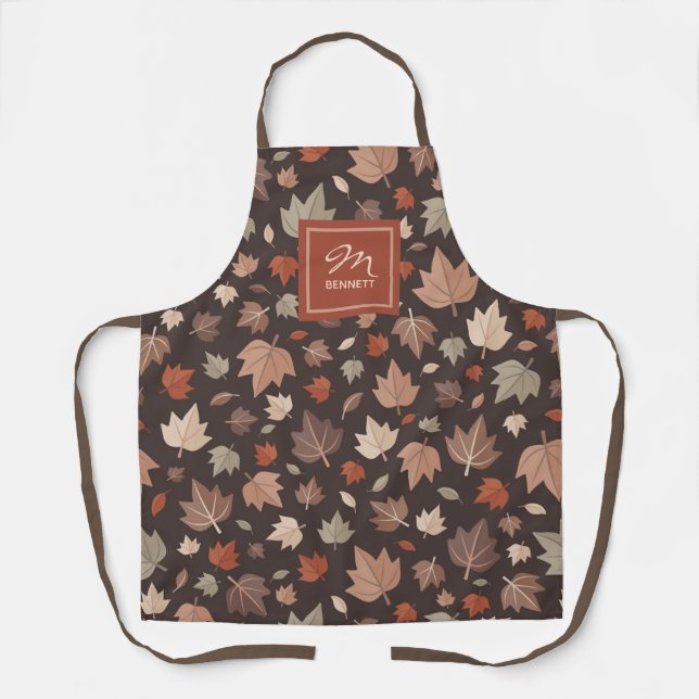 Tablier personnalisé avec monogramme et feuilles d (Recto)