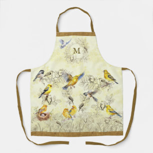 Tablier personnalisé avec monogramme pour oiseaux