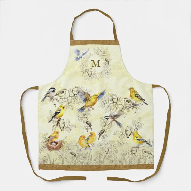 Tablier personnalisé avec monogramme pour oiseaux  (Recto)