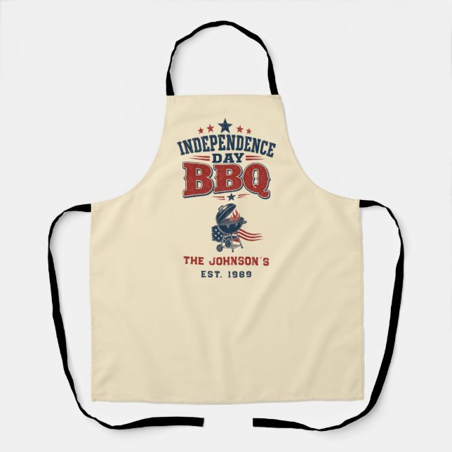 Tablier personnalisé beige pour la fête de l'Indép (Recto)