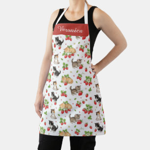 Tablier personnalisé Chat Maman Fraise Kitten Cuis