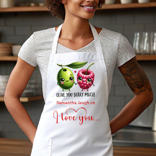 Tablier personnalisé d'amour romantique et nourrit