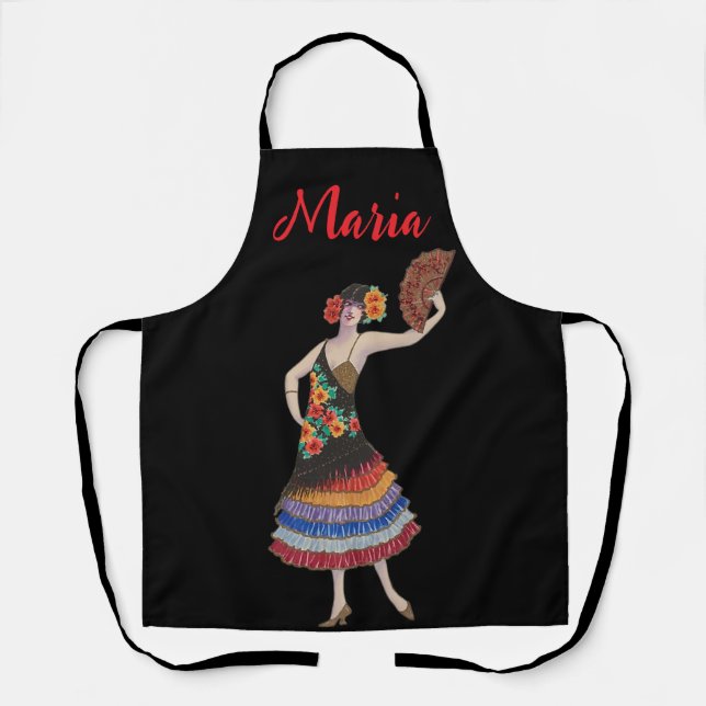 Tablier personnalisé danseuse flamenco espagnole v (Recto)