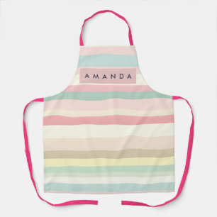 Tablier Personnalisé Élégant Pastel Macaron Rayure