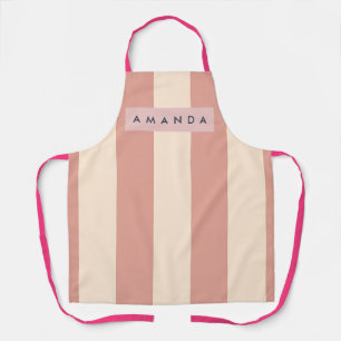 Tablier Personnalisé Élégant Rayure Pêche et Beige