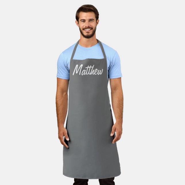 Tablier Personnalisé en gris simple (Porté)