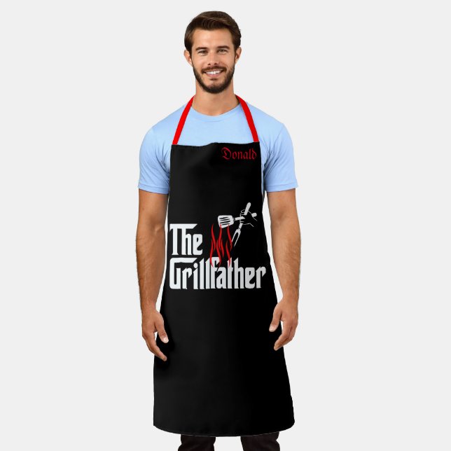 Tablier Personnalisé Funny Chef Grill Père Mens (Porté)