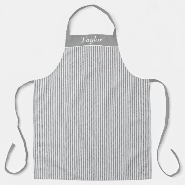 Tablier personnalisé gris et blanc (Recto)