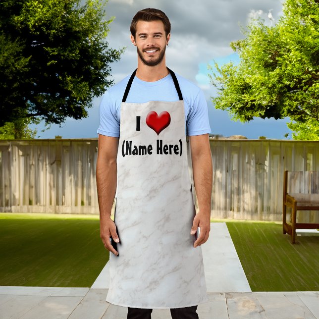 Tablier Personnalisé, j'aime... Nom Saint Valentin (custom personalized bbq grill apron for fathers day)