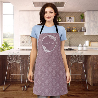 Tablier personnalisé Mauve Elegant Damask