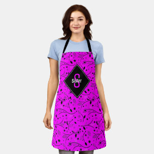 Tablier Personnalisé Monogramme Rose Floral SOEUR