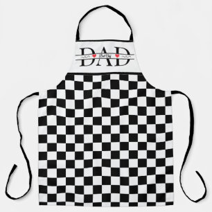 Tablier Personnalisé Noir Damier Rétro Papa Meilleur Chef