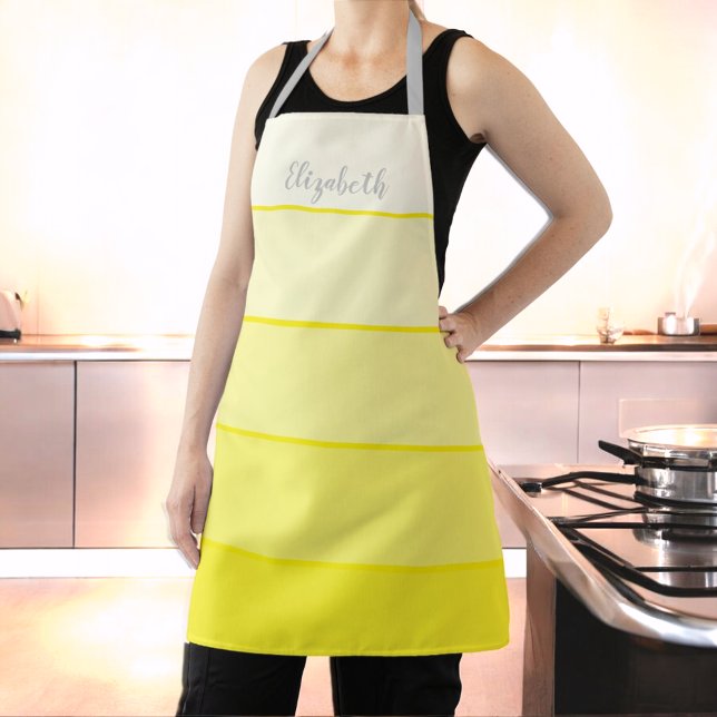 Tablier Personnalisé Nom Perky Jaune Bande de couleurs Pal (yellow striped medium apron)
