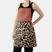 Personnalisé Noms Leopard Apron luxe chic