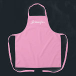 Tablier Personnalisé Pastel rose blanc Script femmes Chef<br><div class="desc">Montrez votre style tout en cuisine avec ce Pastel personnalisé Pink White Script femmes Apron Chef. Le nom est conçu dans un élégant script blanc centré sur l'avant du tablier rose clair solide. Idéal pour protéger les vêtements contre les taches et les déversements pendant la cuisine. Disponible en différentes couleurs....</div>
